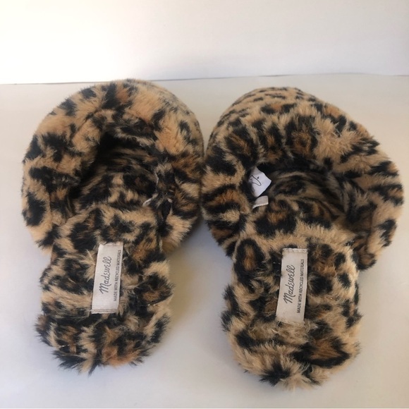 Madewell Quilted Scuff Slippers in Leopard Recycled Faux Fur Size 9 - Picture 3 of 15